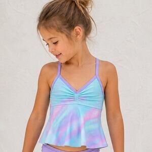 Lands’ End Girls Mermaid Swirl Ruffle Tankini Top 8 NWT